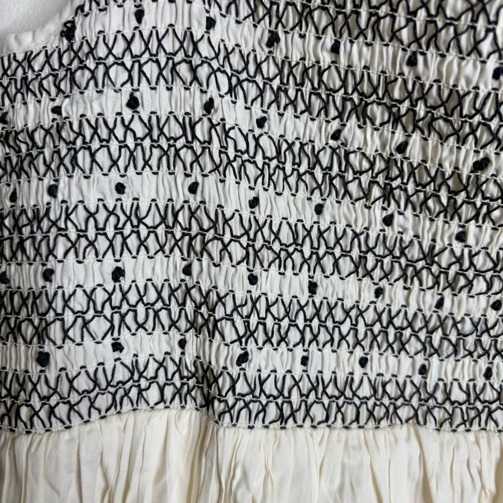 J.Crew Catania Cotton Smocked Maxi‎ Dress XL White Blue Summer Vacation Easy NWT